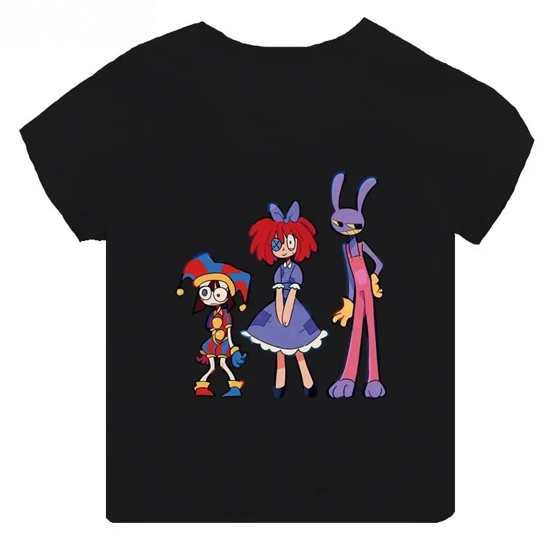 The Amazing Digital Circus Pomni Jax T-Shirt Anime Cartoon Print Cotton Short Sleeve Tee Unisex Summer Top