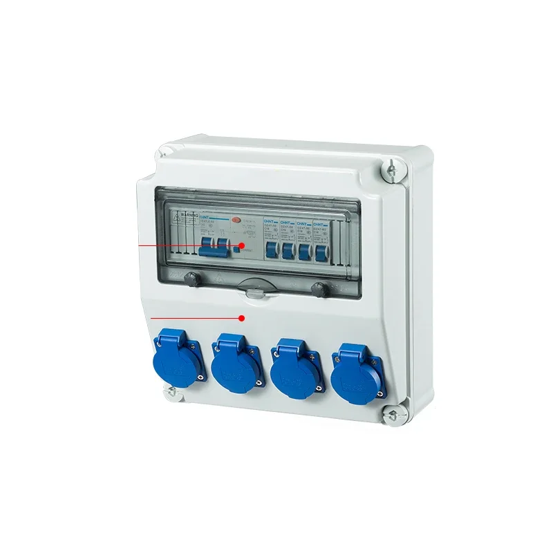 IP67 waterproof, dustproof, flame-retardant industrial socket box, RCBO 2P C32A+1P 16A +Five hole socket panel