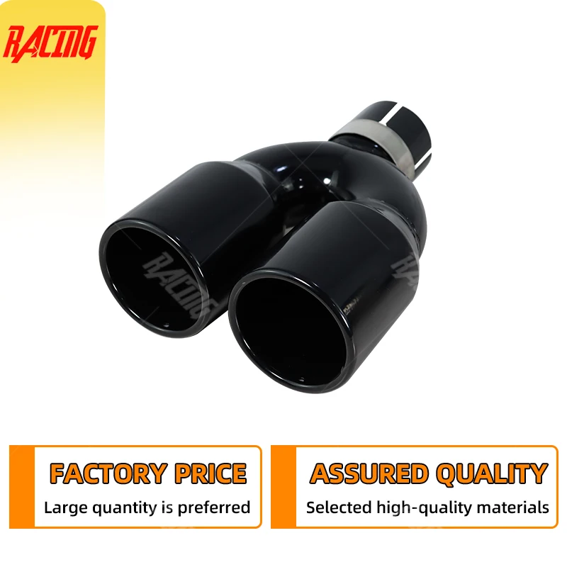 1PC Upgrade Dual Exhaust Tip Double Layer U Shape Car Decoration Black Stainless Muffler Tail Tips Auto Modify Accessories