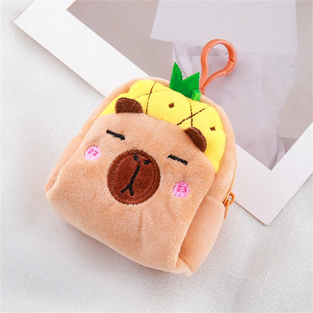 Portamonete in peluche capibara coreano cartone animato Kawaii Portafoglio per piccoli animali carino Custodia per il cambio dei soldi Borsa per riporre le cuffie adorabile per ragazze