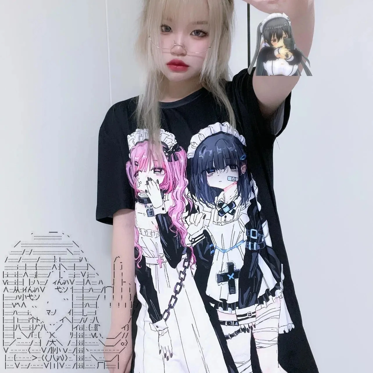 Letnie gotyckie ubrania w stylu Harajuku dla kobiet długi T Shirt Oversize japońska moda E dziewczyna drukuj luźny krótki rękaw T-Shirt kobiet