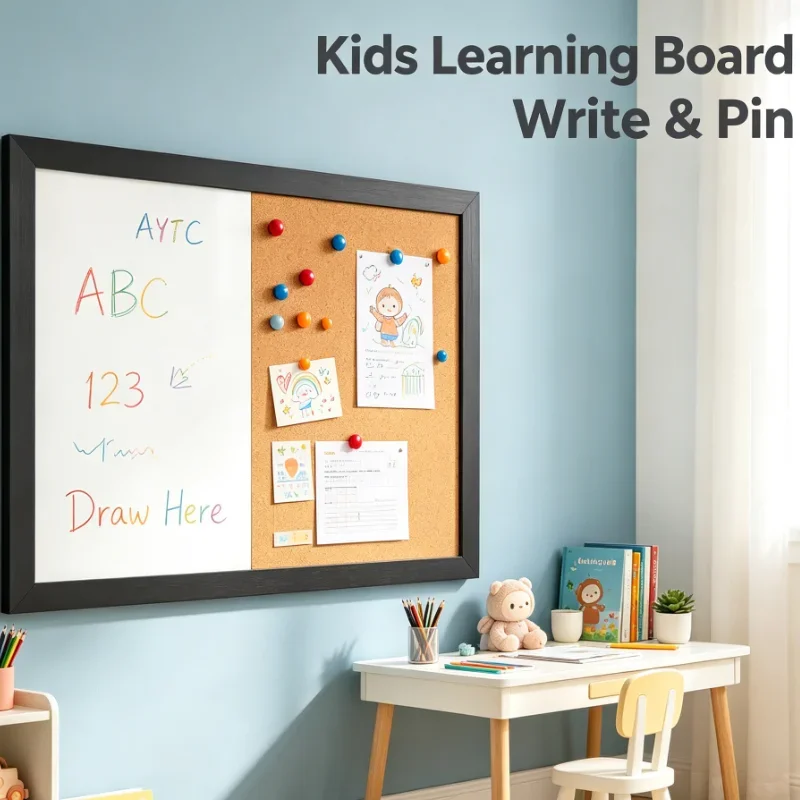 Magnetic Writing Board Whiteboard Cork Combination Wall Mounted Memo Panel For Office Home School Note Display Organizer