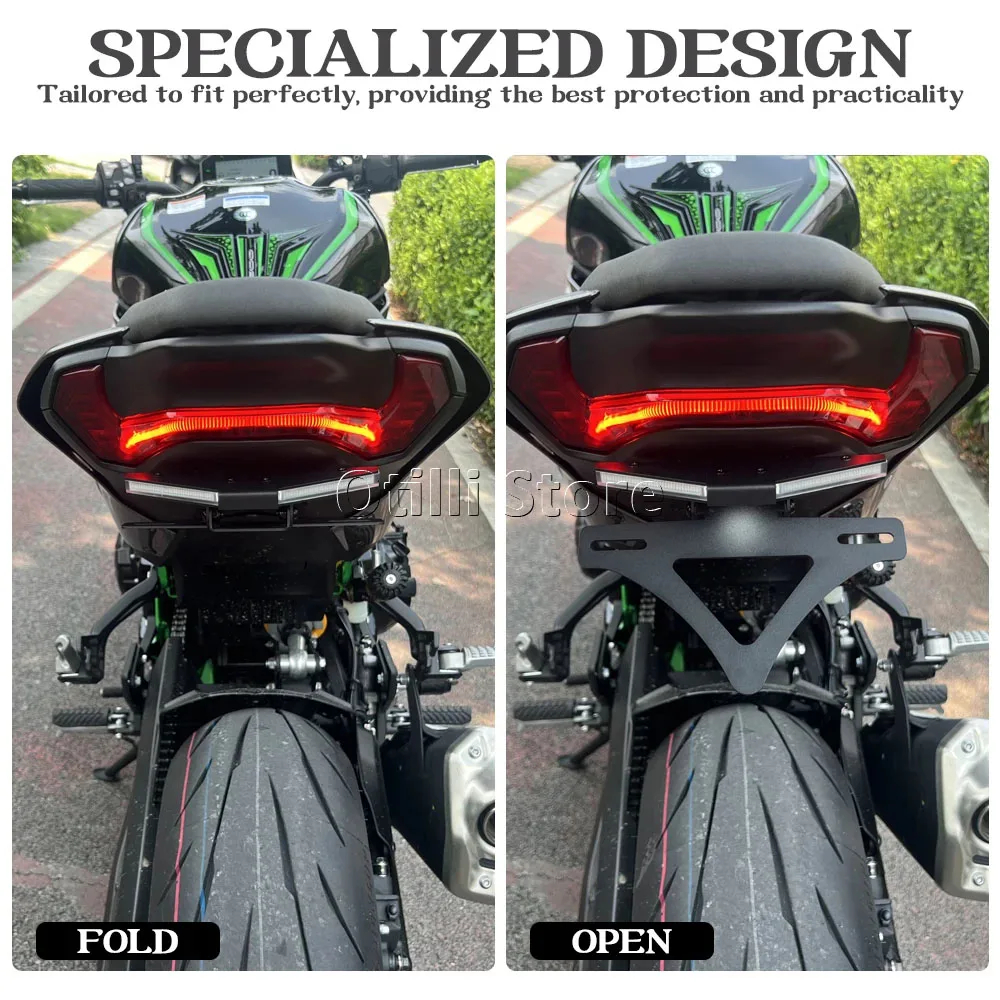 Adjustable LED Turn Signal License Number Plate Frame Holder Bracket For Kawasaki Z 900 Z900 Motorcycle Accessories z900 2025