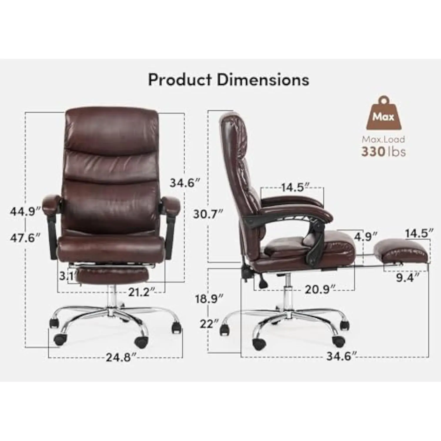 Office Computer Task Desk Chair with Padded Armrests, Executive Comfort Leather Ergonomic Gaming Back Support Home Compute