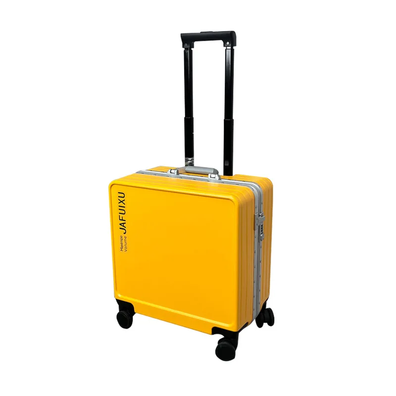 18 Zoll kleiner Koffer mit Rädern Universal Rad Trolley Fall Aluminium rahmen Kabine Roll gepäck PC Reisetasche Handgepäck