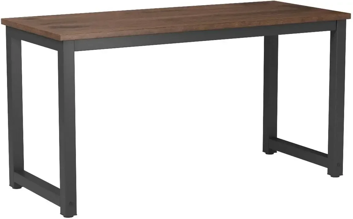 Mesa de computador, mesa de escritório grande de 55 polegadas, mesa de computador, mesa de estudo, estação de trabalho para escritório doméstico, marrom rústico