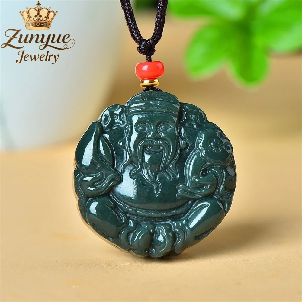 

Натуральный нефрит Хэтянь, зеленый нефрит, благоприятный Бог богатства, нефритовый кулон, роскошные качественные ювелирные изделия, модные ювелирные изделия, подвески, элегантный подарок