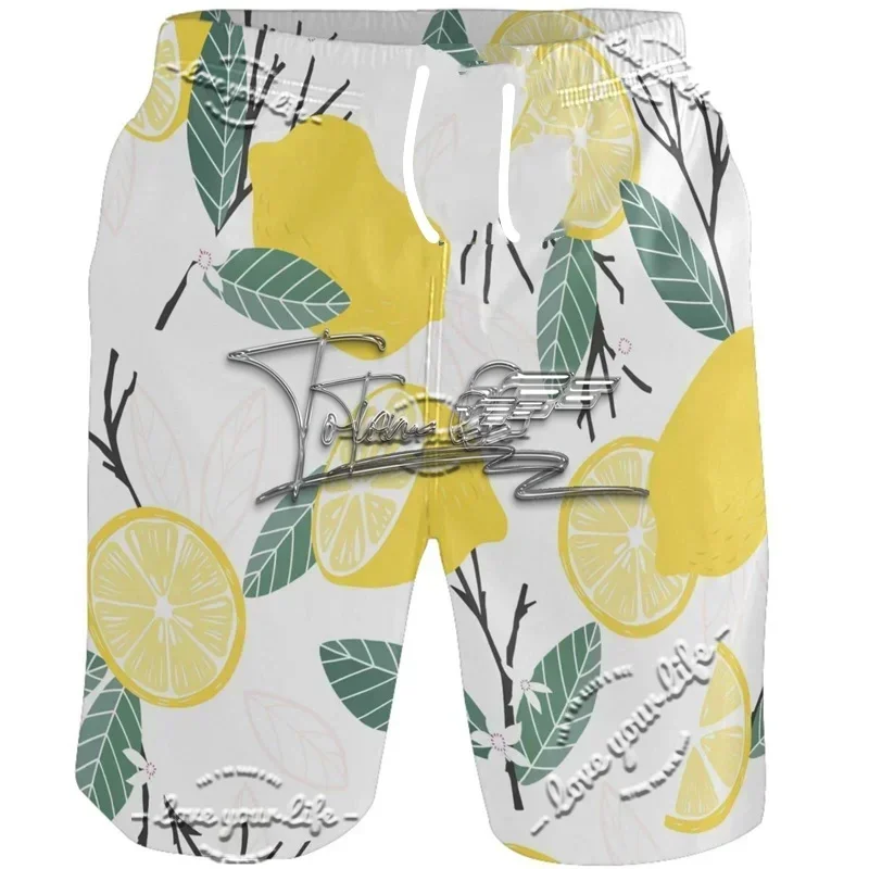 

Новые шорты с рисунком лимона, брюки с 3D принтом в стиле хип-хоп, летний купальник на Гавайях, мужские плавки для серфинга, отдыха и комфорта