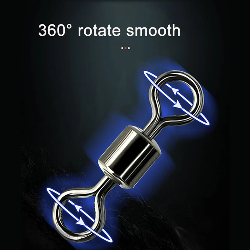 100PCS Fishing Connector Accessories Swivel Fhising Hooks Line Connectors Stainless Steel Fish Tackle