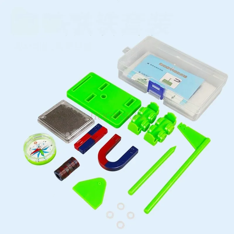 1set Magnetic teaching aids, learning tools, magnet stones, U-shaped compass, electromagnet material package