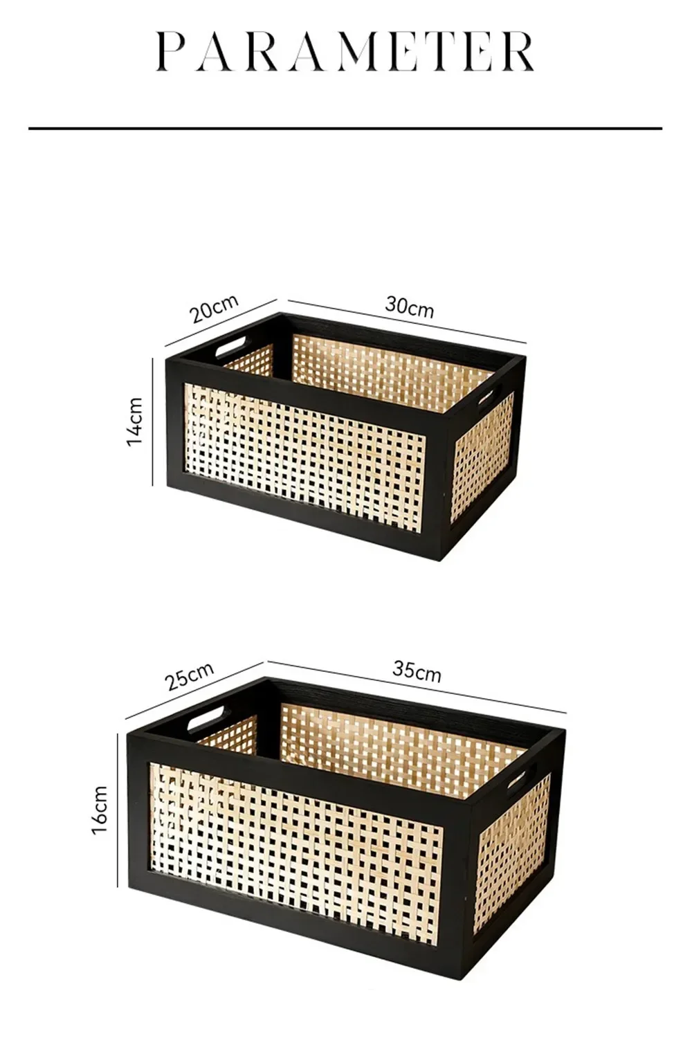 Scatola portaoggetti in legno massello retrò cestino in Rattan da tavolo snack per libri frutta cosmetici scatole Organizer cestino da cucina per