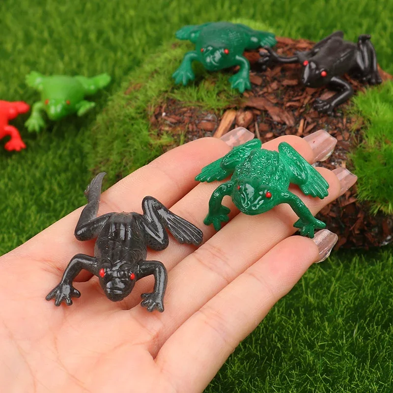 10Pcs Spoof Simulation Soft Rubber Frog Model Animal Toys Toad Tricky Scary Squeeze Frog Toys Children's Gifts