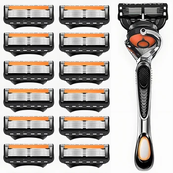 מסור ידני לגברים עם להב חמישה שכבות, סט גילוח מיני לגברים עם להבים ניתנים להחלפה, נייד עם 5 להבים להסרת שיער