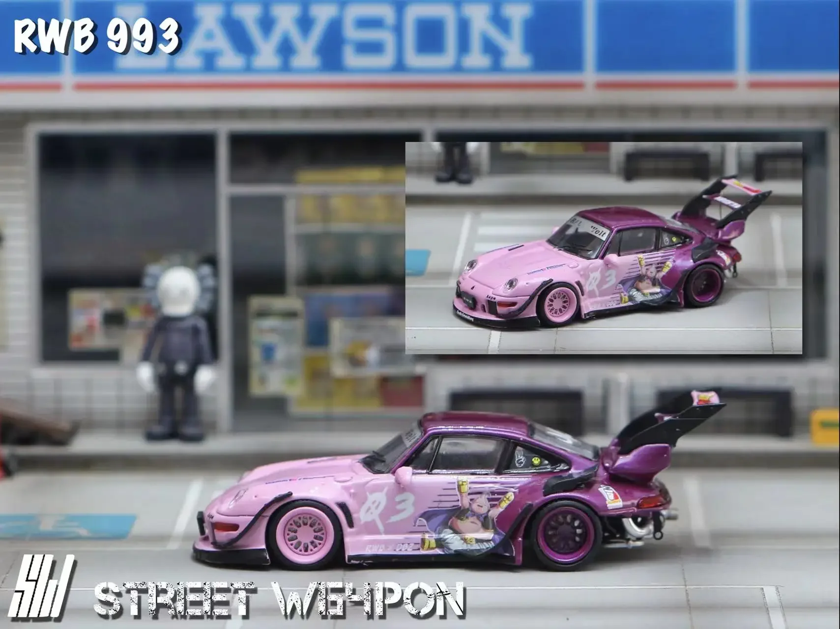 Coche modelo SW 1:64 RWB 993 MaJin Buu limited499, fundido a presión