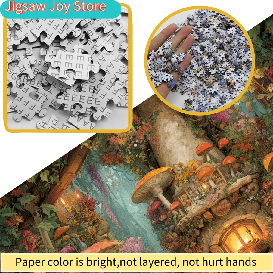 Mini Puzzle pour Adultes - Maison Champignon Chaleureuse - Jeu Amusant et Éducatif Décoration Murale pour la Maison Fête des Pères Anniversaire d'un Ami