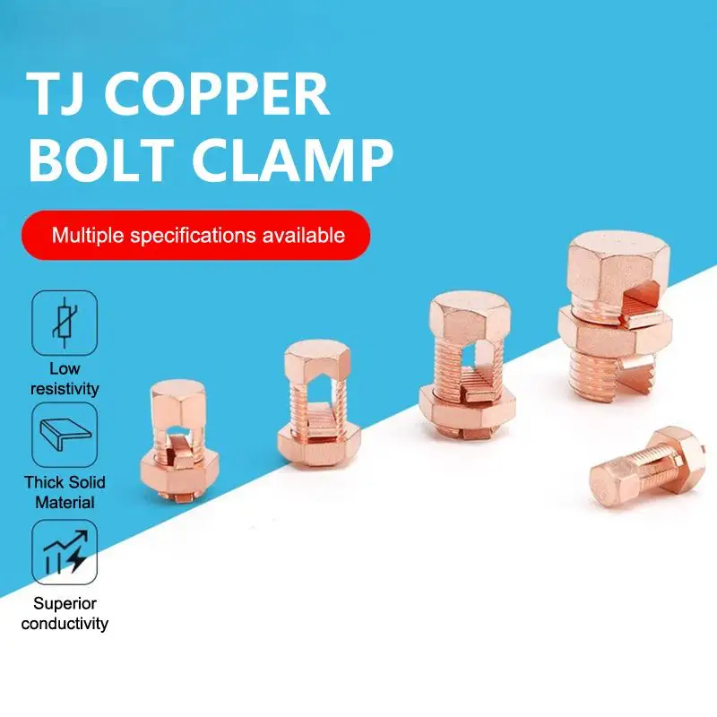 New TJ Series Split Bolt Connector Sturdy Durable Copper Bolt Clamp Copper Split Bolt