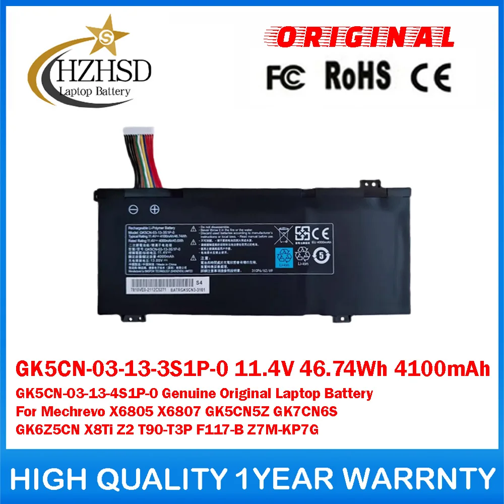 GK5CN-03-13-3S1P-0 11.4V 46.74Wh 4100mAh GK5CN-03-13-4S1P-0 Genuine Original Laptop Battery For Mechrevo X6805/7 GK5CN5Z GK7CN6S