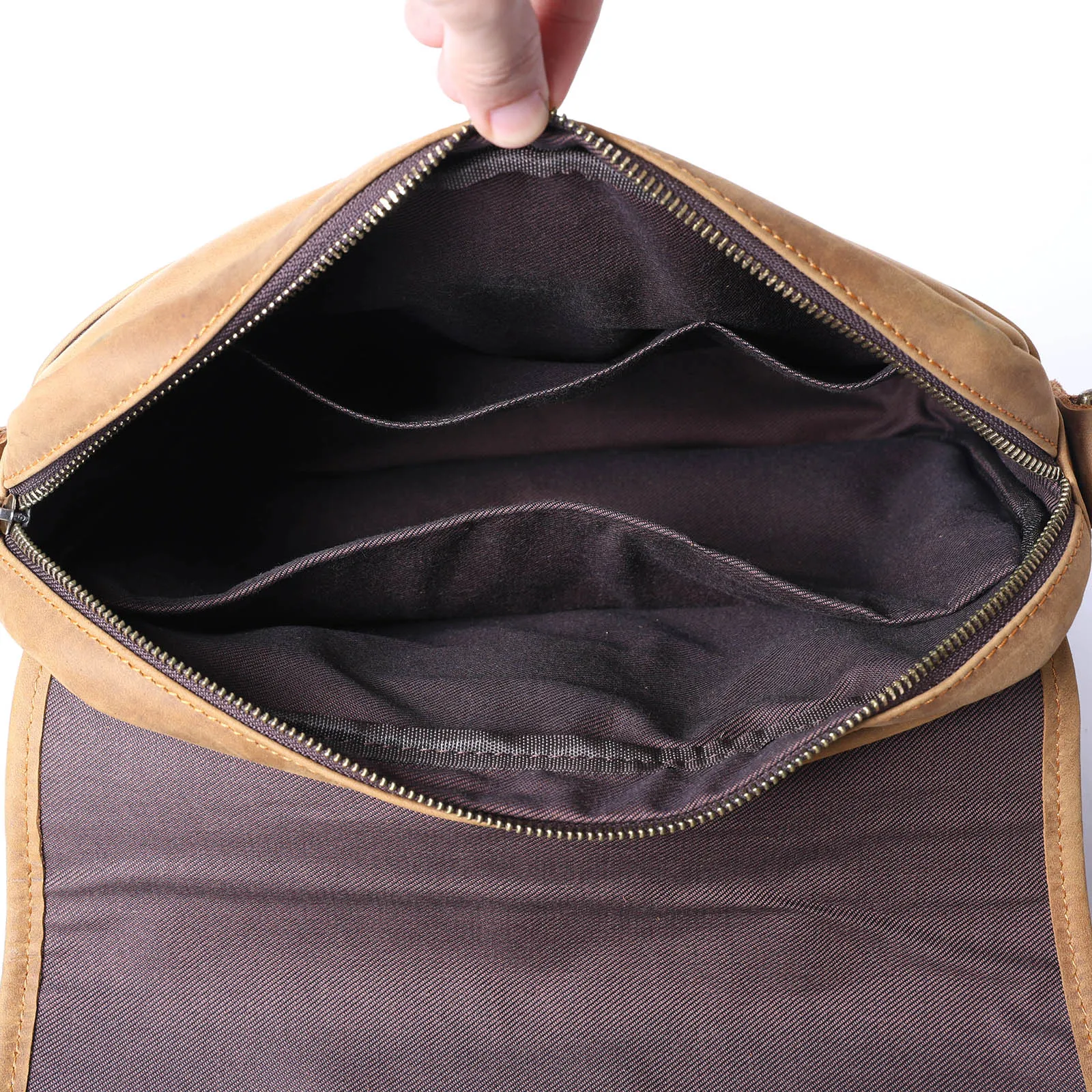 Echte Leder-Umhängetasche 11" Vintage Herren-Umhängetaschen Crazy Horse Leder Schultertasche Rindsleder Retro Mode Casual Pre – Detail 13