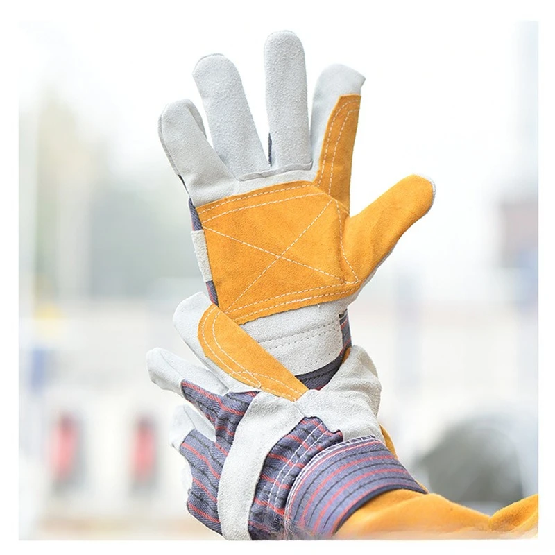 Work Gloves Soft Cowhide Driver Hunting Driving Farm Garden Welding Security Protection Safety Mechanic Glove