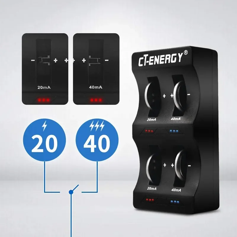 4/8 Slots Travel Portable Charger Lithium Coin Battery Smart Charger for 1220 1240 1620 1632 2032 2025 2016 2430 2440 2450 2477