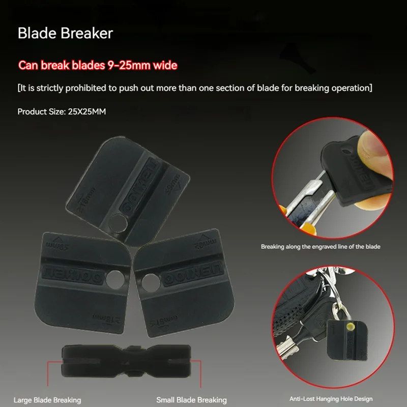 10-piece set of SK5 alloy breakable utility knife blades in three specifications: 9mm/18mm/25mm black/white colors