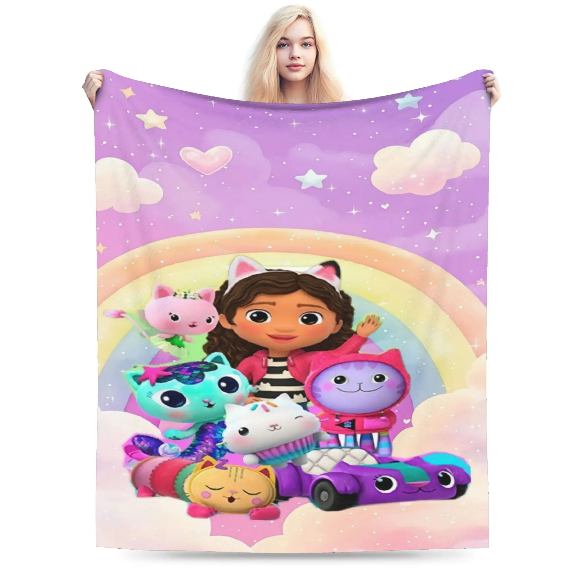Soft Warm Blanket Child Picnic Gabbysed dollhouses Throw Blanket  Flannel Bedspread For Couch Chair Funny Sofa Bed Cover