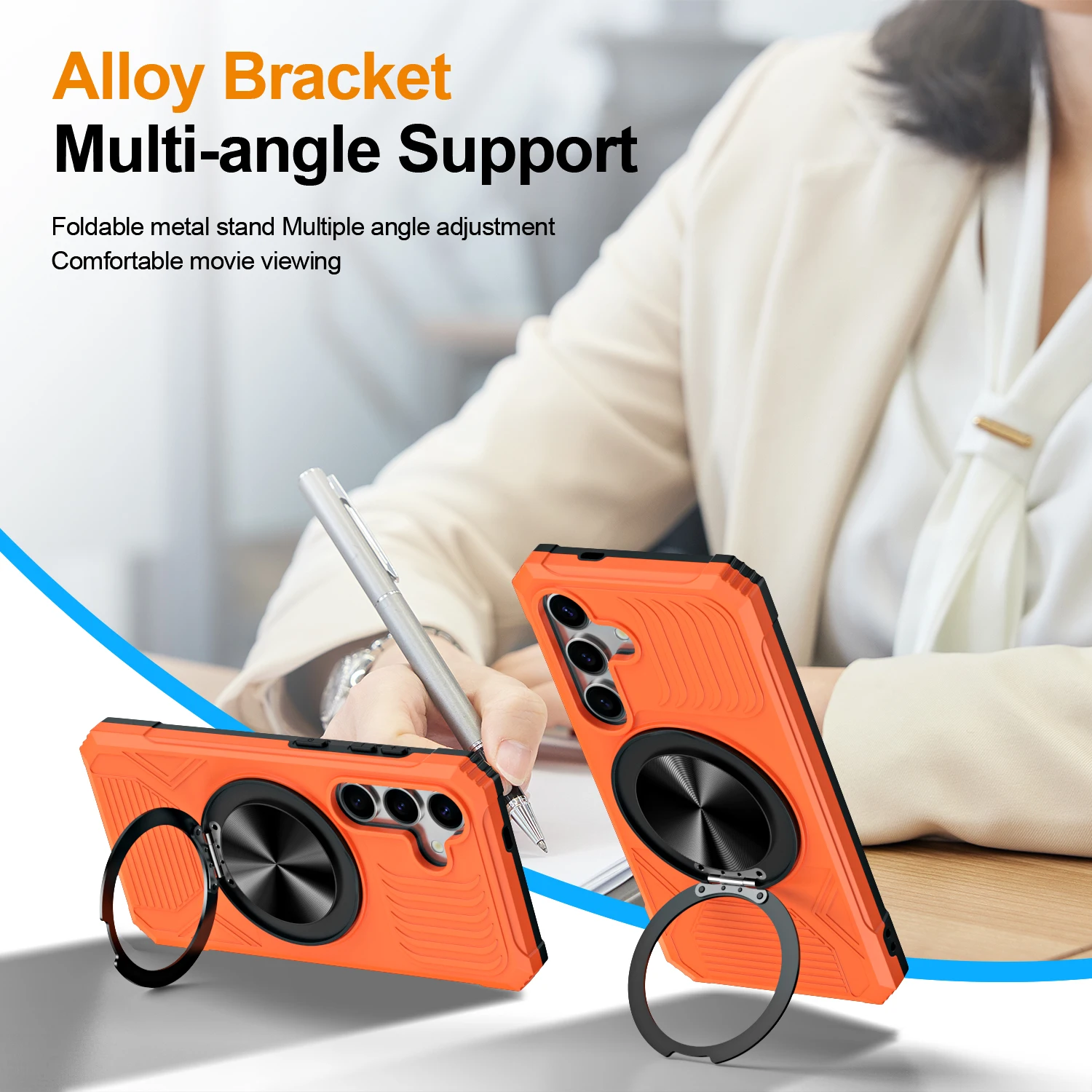 

For Magsafe Magnetic 360 ° Rotating Metal Car Bracket Ring Luxury Armor Phone Case For Samsung S25 Ultra Edge S24 Ultra Plus A15