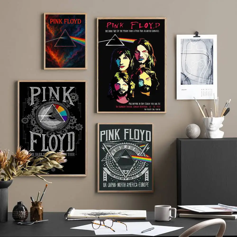 Rock Band Pink Floyd Vintage Posters Sticky Whitepaper Prints Posters Artwork Posters Wall Stickers