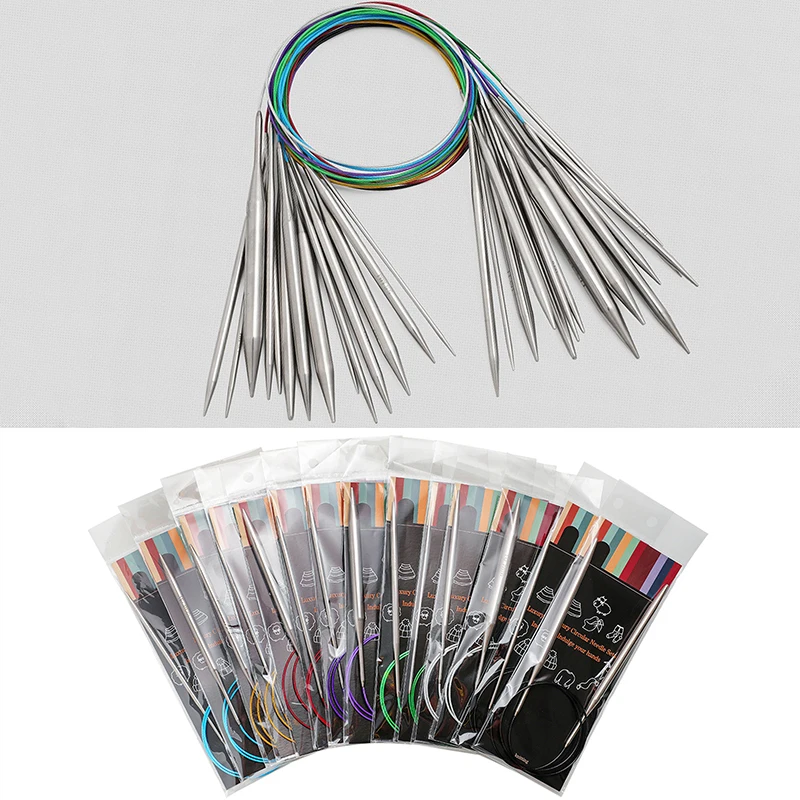 إبر حياكة من الفولاذ المقاوم للصدأ ، إبرة كروشيه بحلقة ذاتية الصنع ، إبرة سويتر ، 43 DIY ، 60 DIY ، من من من الفولاذ المقاوم للصدأ #1