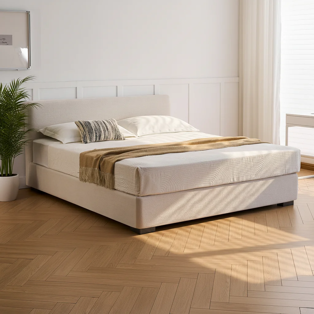 #High Quality Luxury Ultra-Thin Microfiber Fabrics Bed Modern Simple Stylish White Cat Scratch Fabric Upholstered Bed For Bedroo