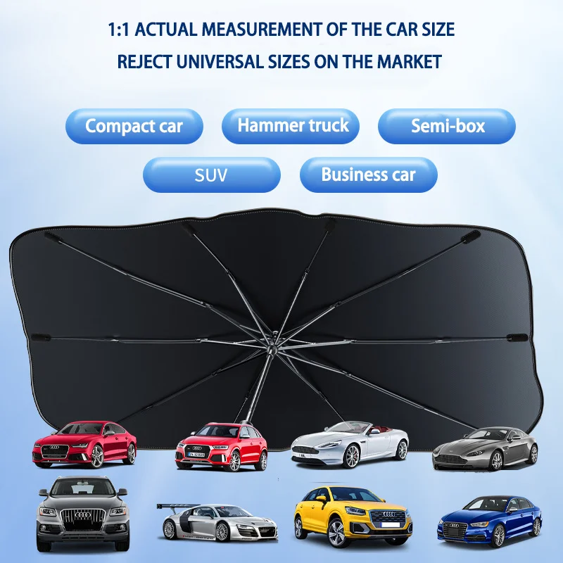 Car parasol inside the front windshield sunscreen sunshade artifact car sunscreen insulation sunshade portable storage image 4