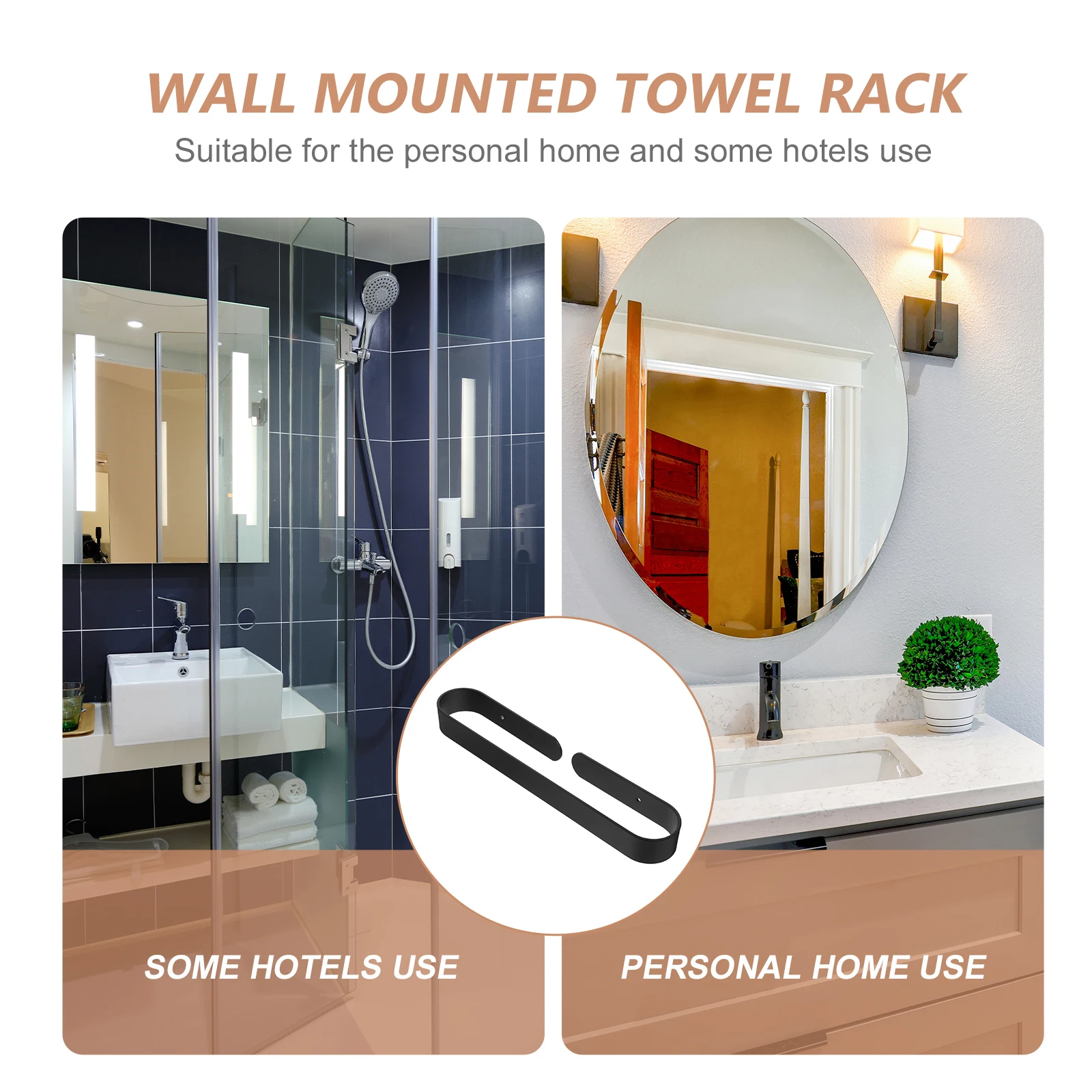 

Aluminum Towel Rack Waterproof Anti-Corrosion No-Drill Compact Holder For Bathroom Bedroom Guest Room Wall Mounted