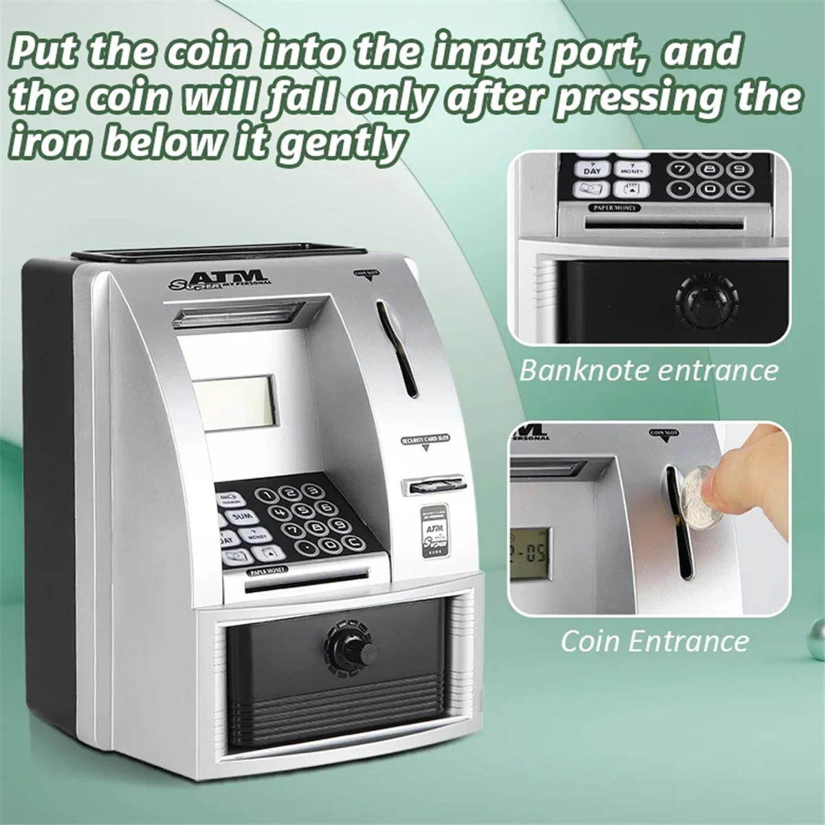 أفضل بنك ATM Piggy Bank للمال، صناديق النقود الورقية الصغيرة، آلة ATM الصوتية لتعليم إدارة المال للأطفال