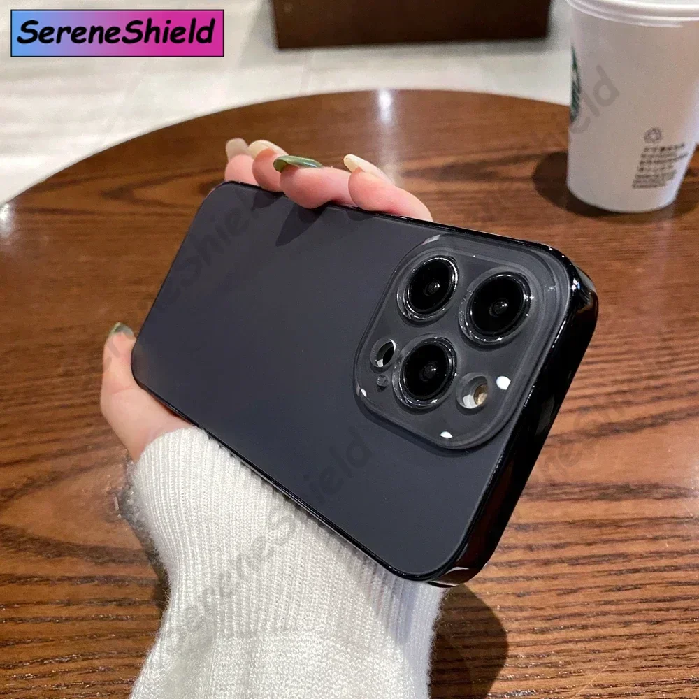حافظة رفيعة غير لامعة لهاتف آيفون 11 12 13 14 15 16 برو ماكس واقي للعدسات الزجاجية غطاء ممتص للصدمات #1