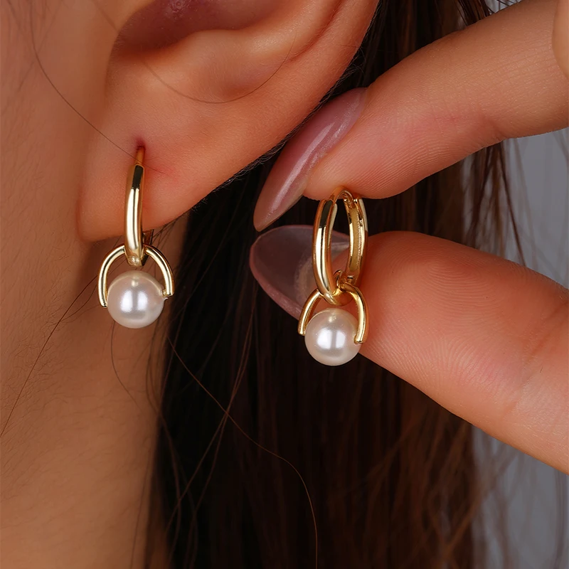Genuine and Versatile Genuine S925 Silver Double Ring Pearl Women's Commuting Personalized Earrings