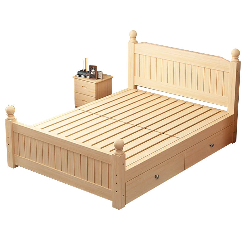 

Brown Single Double Storage Solid Wood Double Bedroom Furniture Wooden Single Double Bed Frame