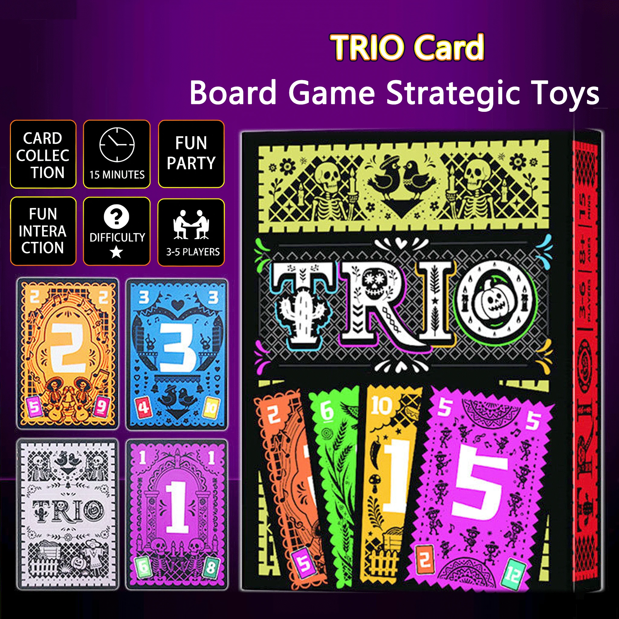

﻿ Настольная игра TRIO Memory Matching Card, стратегическая игра для 3-5 игроков, веселая семейная интерактивная игра для вечеринок, подарки для всех возрастов