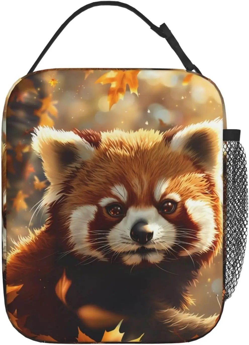 صندوق غداء لطيف على شكل باندا أحمر قابل لإعادة الاستخدام وحقيبة غداء محمولة وحقيبة غداء مقاومة للماء