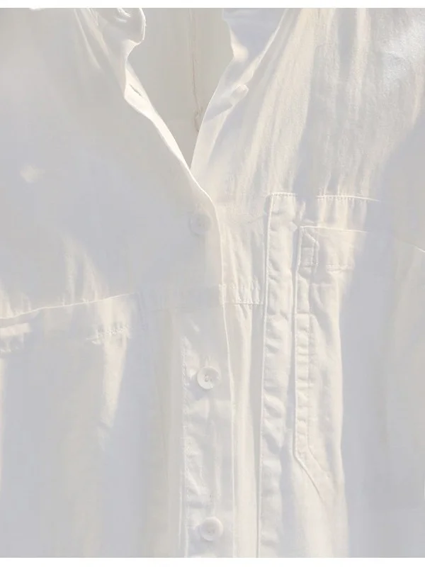 Frauen Casual Baumwolle Lange Sve irt Frühling Herbst Lose Fit Kragen Reine Farbe Vorne ort Ba Lange Sle