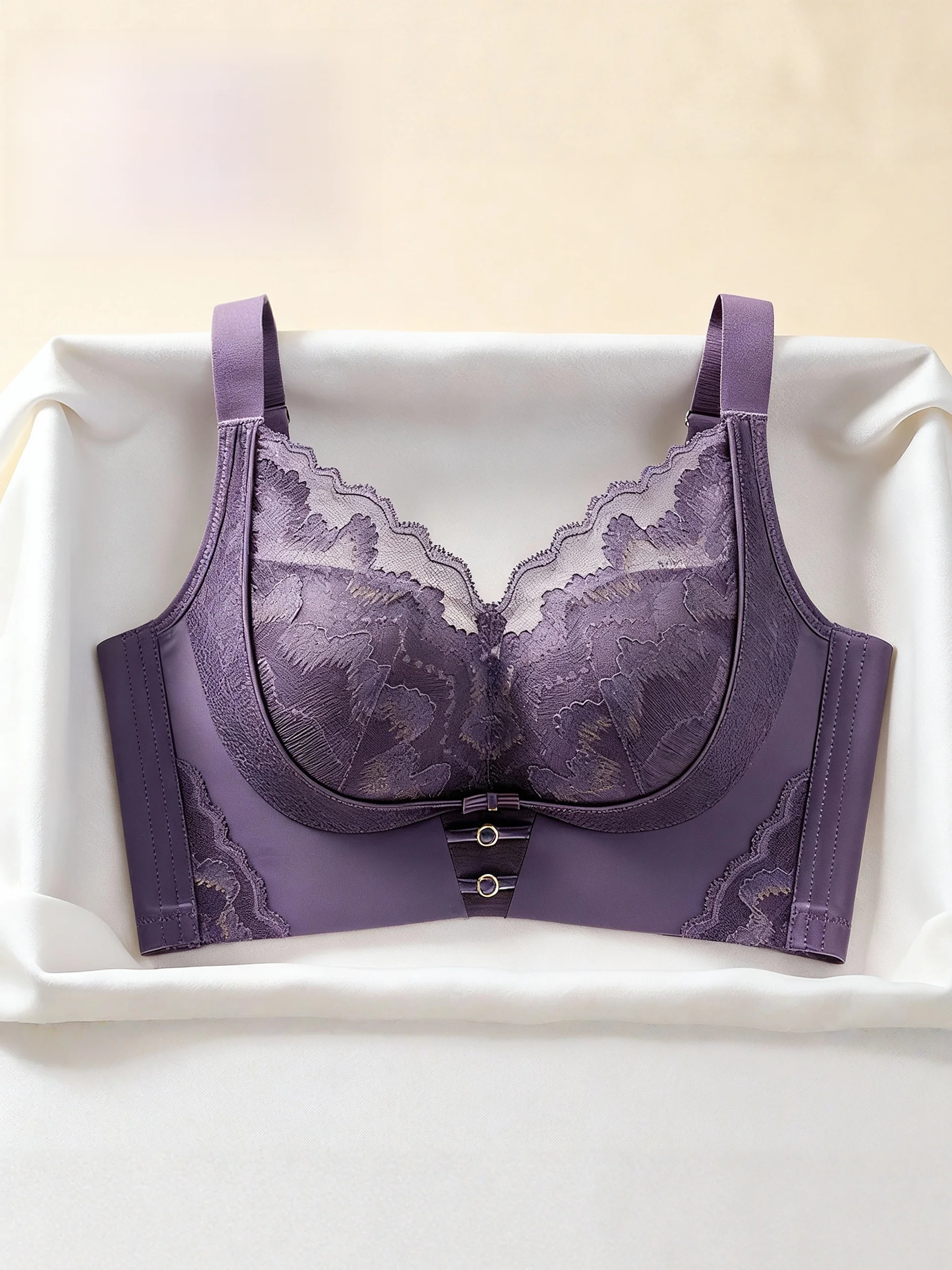 tingmei-lace-adjustable-bra-wireless-women's-underwear-gathered-lift-side-effect-no-steel-ring-squeezing-secondary-breast