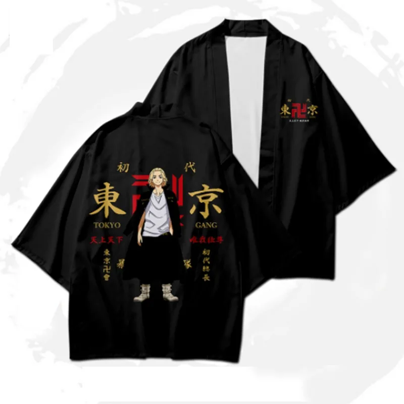 Camiseta de cosplay de Anime Tokyo Avengers, capa de Draken Manji Gang para verano, camiseta Haori Kimono para hombre, camiseta de manga corta