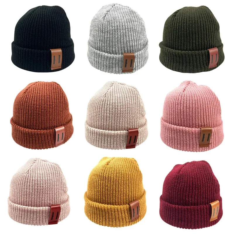 Knitted Hat for Men & Women Caps Wool Fashion Simple Warm Skullies Beanies Solid Autumn Winter Beanie Cap Trendy Style