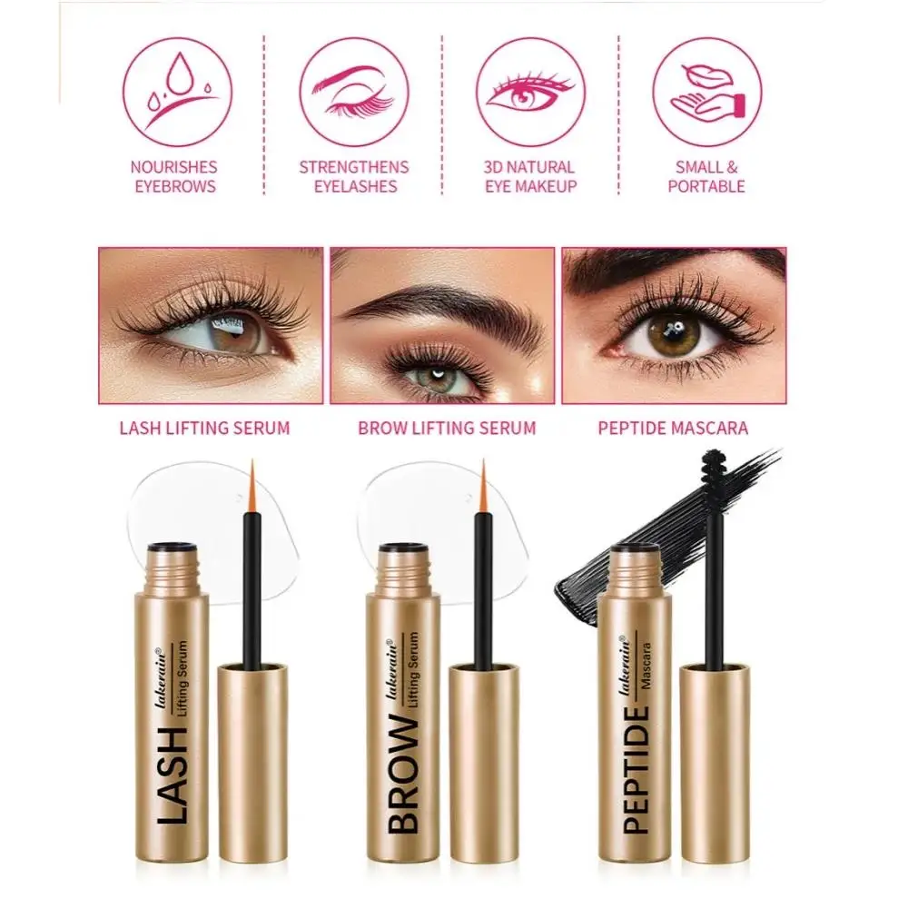 天然ペプチド配合まつげ美容液マスカラエンハンサーキット、より長く太くまつげと眉毛を実現するアイメイクアップ