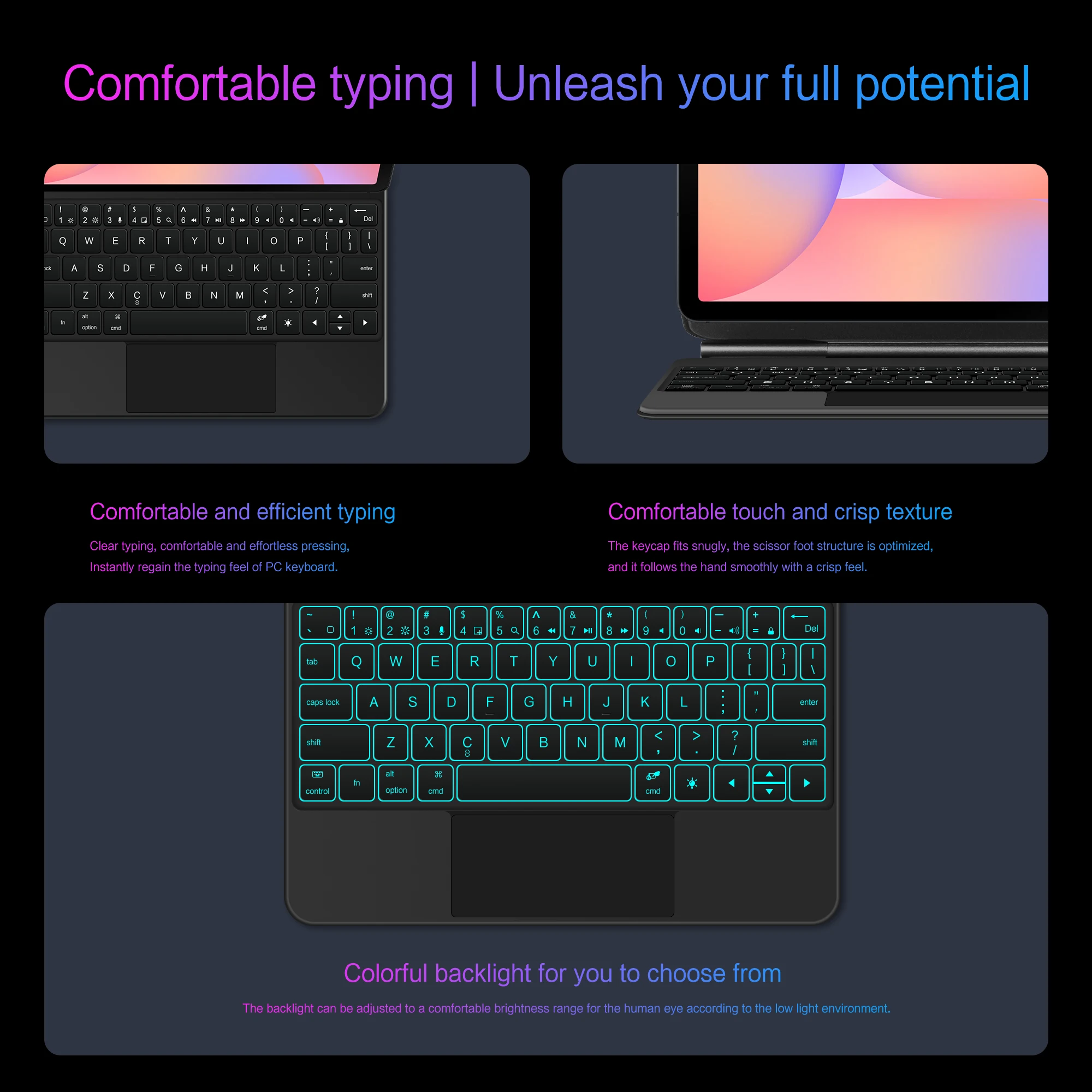 LFOIQN Keyboard Cover For Samsung Galaxy Tab S10 Lite 10.9 inch S10+ S11 S9 Plus S8 S7 FE 12.4 Ultra 14.6 Tablet Book Smart Case view 6