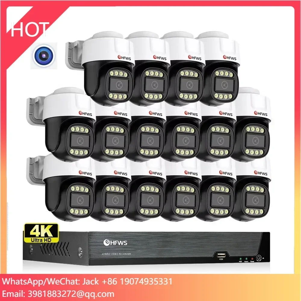 Full HD 4k 8mp Ptz Cctv System 16ch Nvr Outdoor Waterproof POE Camera Nvr Kit Cctv Outdoor Security Camera System Nvr