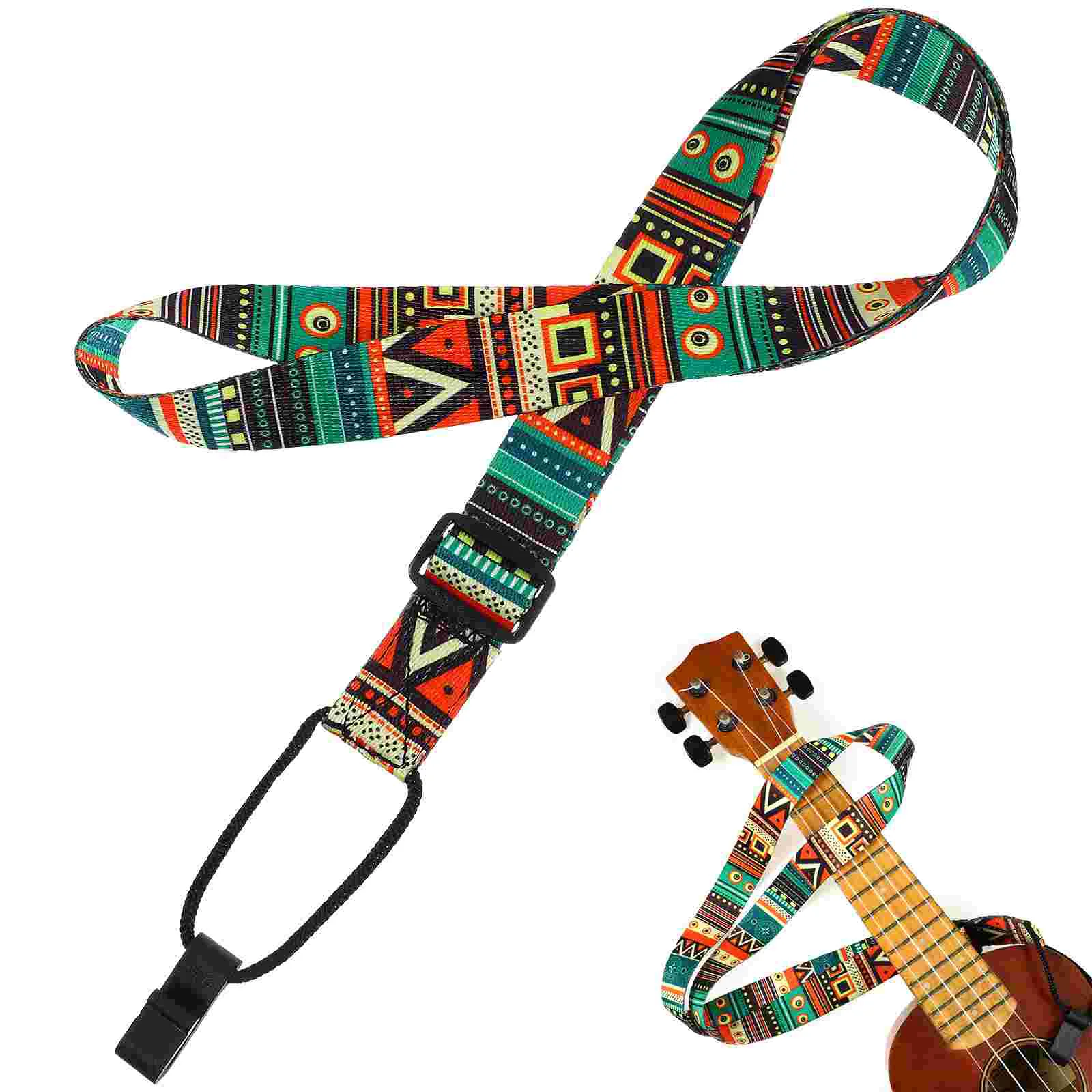 

Hook Strap Ukulele Adjustable Guitar Straps Folk-custom Vintage Style Ethnic Shoulder Carry Long Colorful Pattern