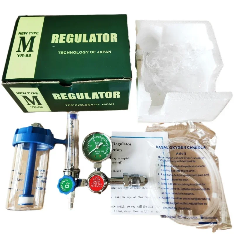 Buoy Type Oxygen Inhaler WX-YQ-04 Oxygen Reducer External Thread Oxygen Gauge Pressure Gauge O2 G5/8-14 (CGA540)