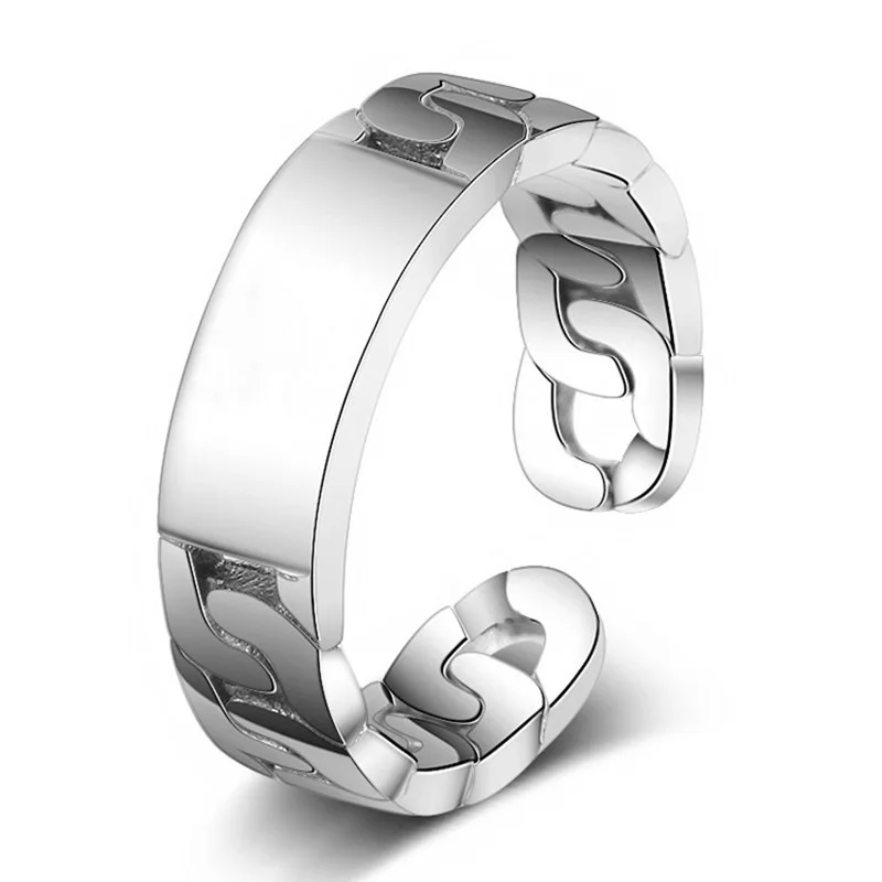 خواتم من الفضة الإسترليني عيار 925 للنساء والأزواج مصنوعة يدويًا بسيطة وبسيطة على شكل سلسلة ريترو مجوهرات للحفلات هدية تمنع الحساسية