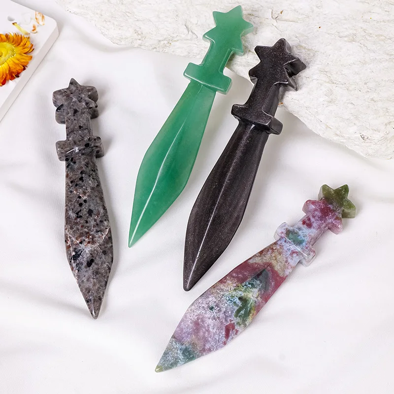 Knife Carved Natural Stone Mineral Specimen Ore Quartz Gemstones Obsidian Amethysts Healing Crystals Home Decor