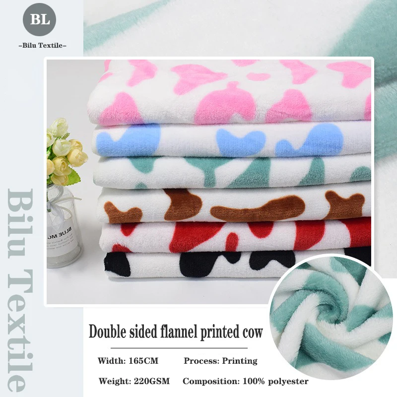 Spot double-sided flannel printed fabric, hand sewn DIY clothing, warm plush pajamas, home textile fabric